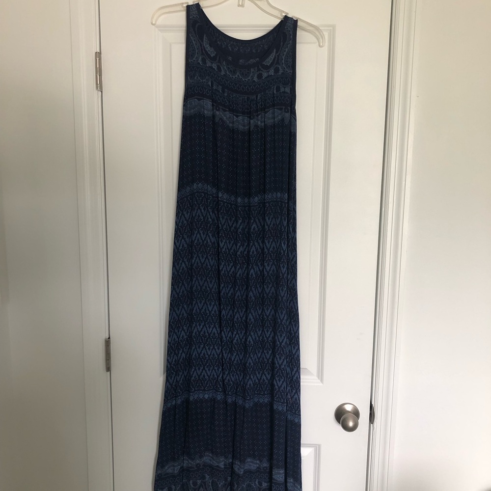 Italian Blue Boho Patterned Maxi Dress